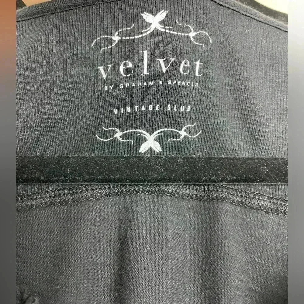 VELVET by Graham Spencer Black Vintage Slub Maxi Dress T-Shirt Leg Slit Medium - Picture 6 of 13